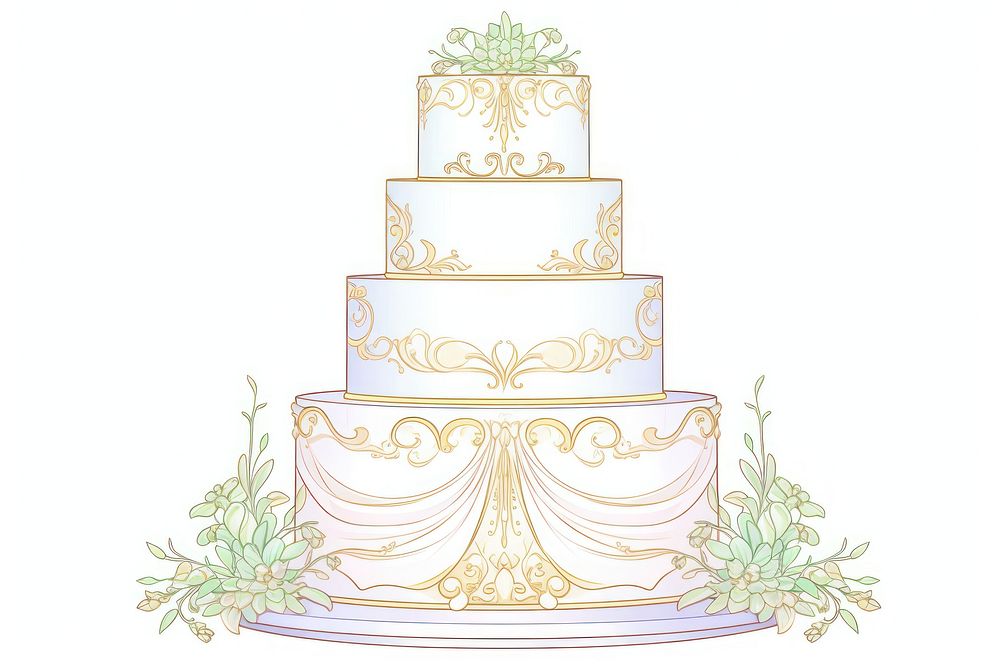 Wedding cake Alphonse Mucha style celebration quinceañera decoration.