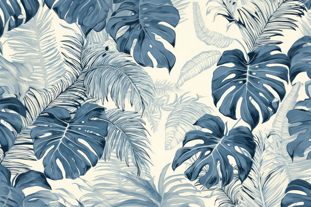 Oriental toile art style with pale various color monstera wallpaper outdoors pattern nature.
