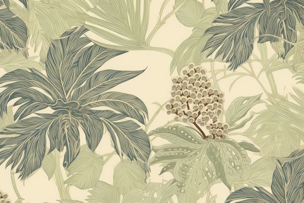 Oriental toile art style with pale various color monstera wallpaper pattern nature plant.