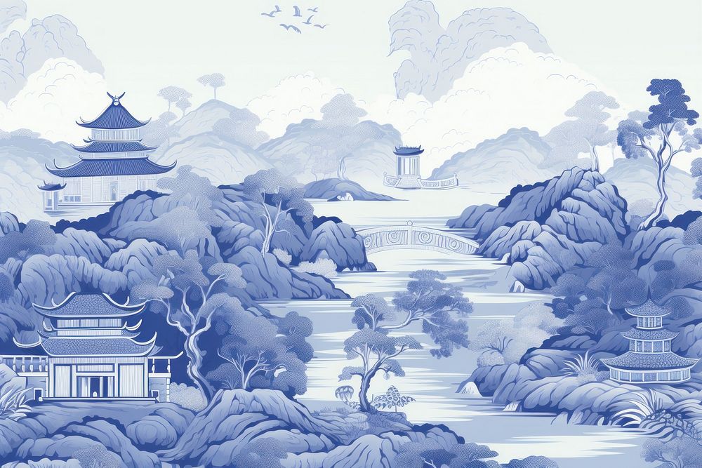 Oriental toile art style pale | Premium Photo Illustration - rawpixel