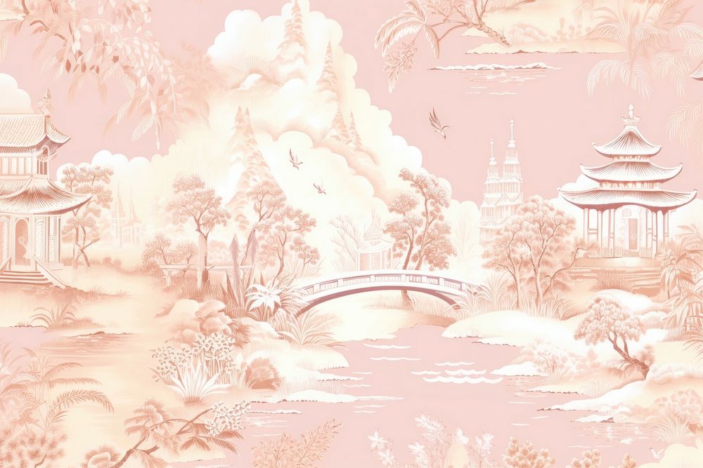 Oriental toile art style with pale various color festival wallpaper outdoors architecture backgrounds.
