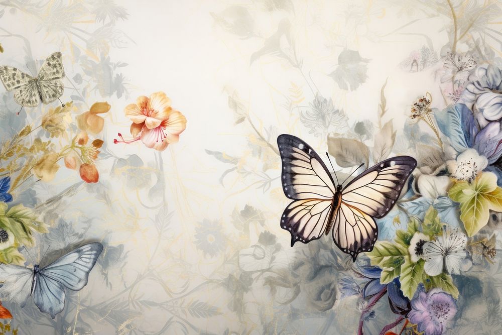 Butterfly wallpaper painting pattern.