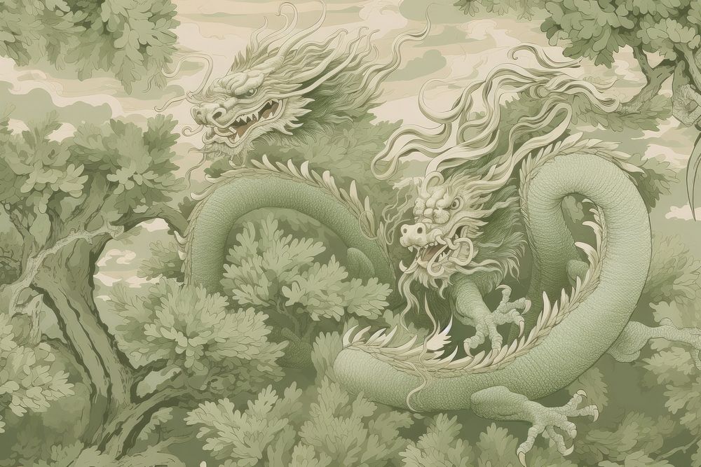 Green dragon representation backgrounds creativity.