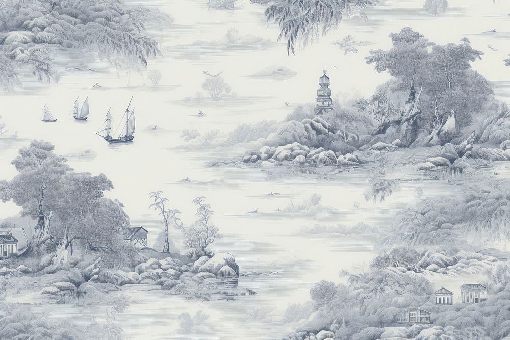Ocean in silver and navy color nature sketch transportation.