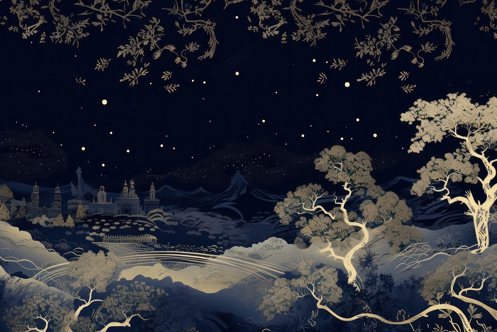 Night sky with navy and black color landscape outdoors pattern.