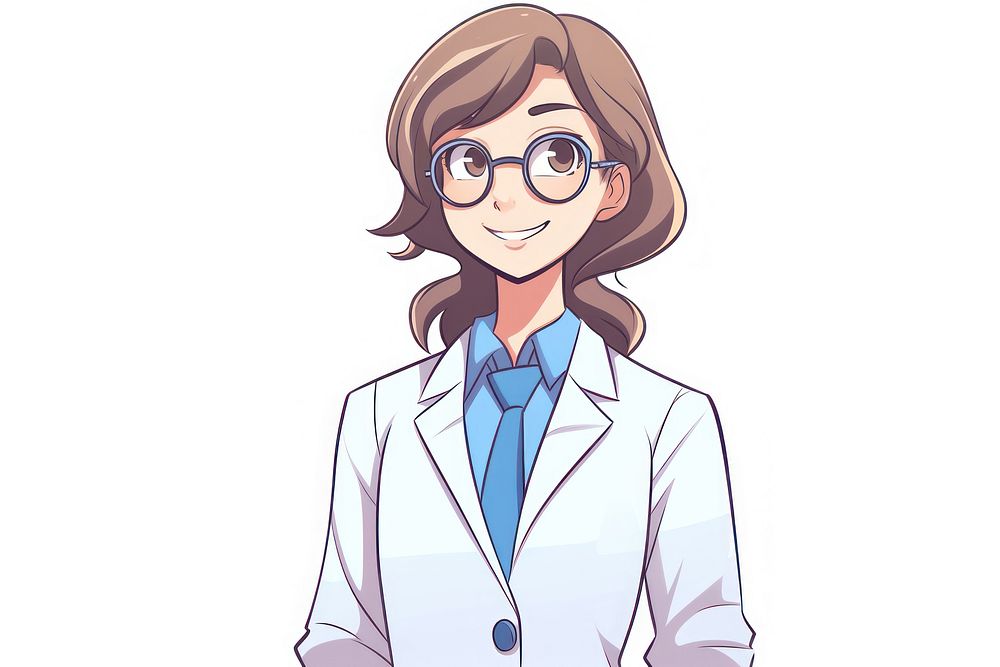 Young lady doctor glasses adult white background.