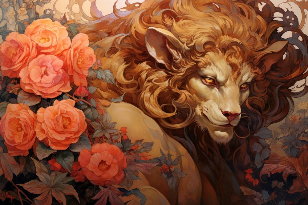 Isolated chimera flower art painting.