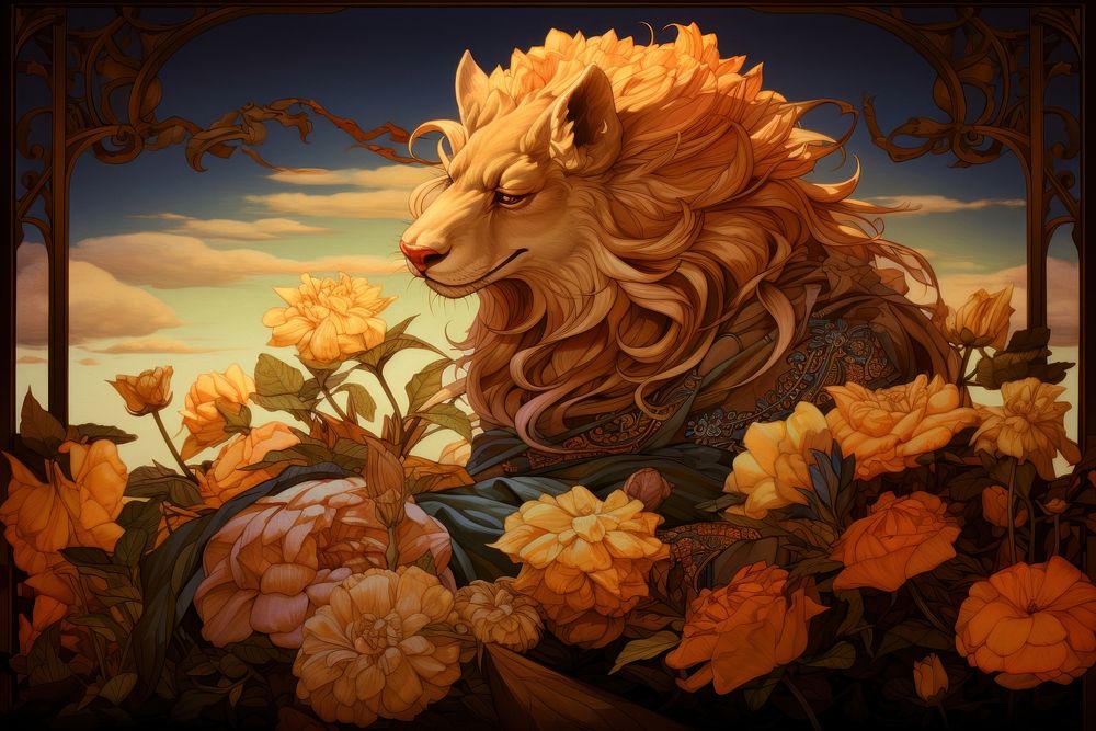Isolated chimera flower art painting.