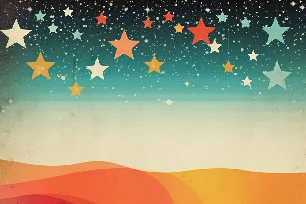 Collage Retro dreamy stars night constellation backgrounds.