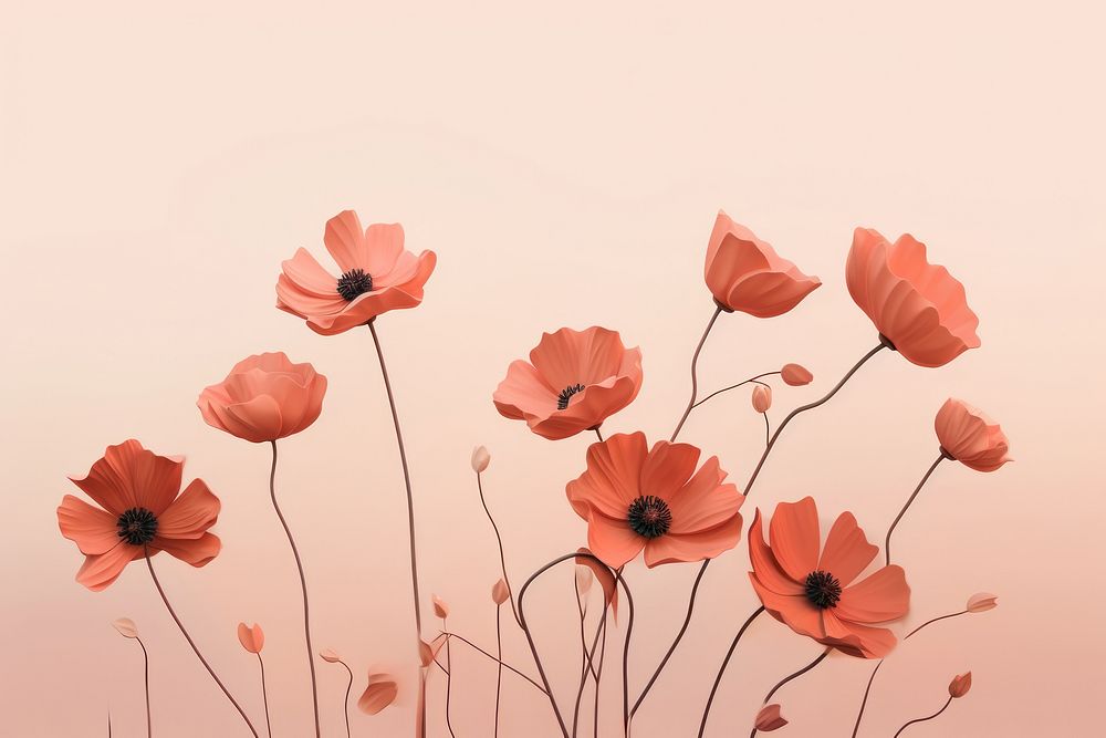  Flowers in aesthetic nature background petal plant poppy. AI generated Image by rawpixel.