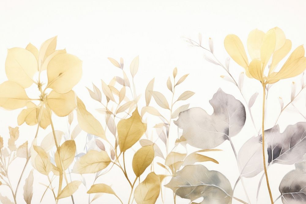 Minimal gold leaves backgrounds painting pattern.