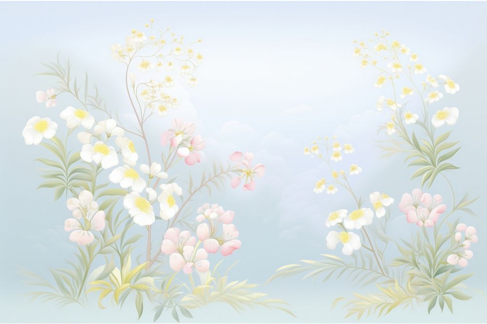 Painting of bush bloom border backgrounds pattern flower.