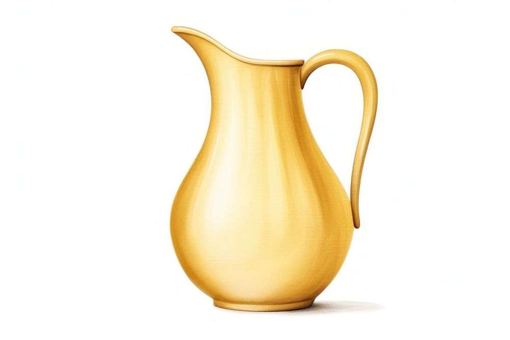Gold jug white background refreshment.