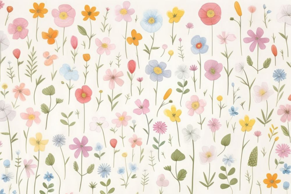 Pastel pencil texture illustration flower wallpaper pattern.