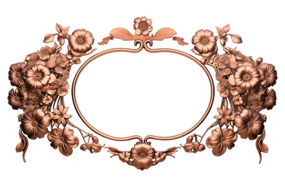 Nouveau art of garland flower frame photo white background accessories.