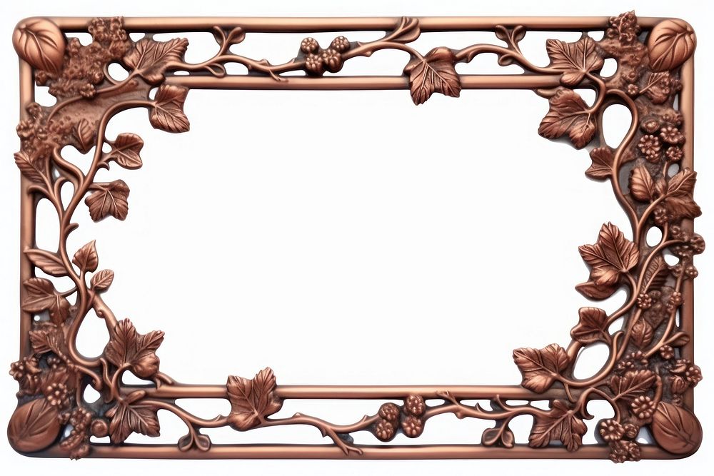 Nouveau art of ivy frame copper white background rectangle.