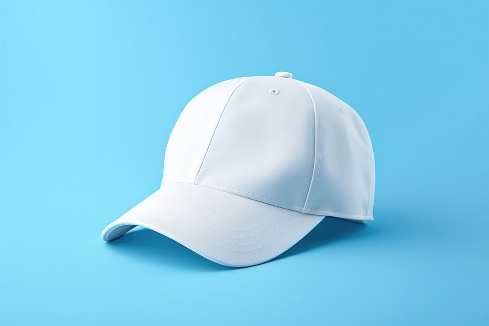Hat  white blue headgear.