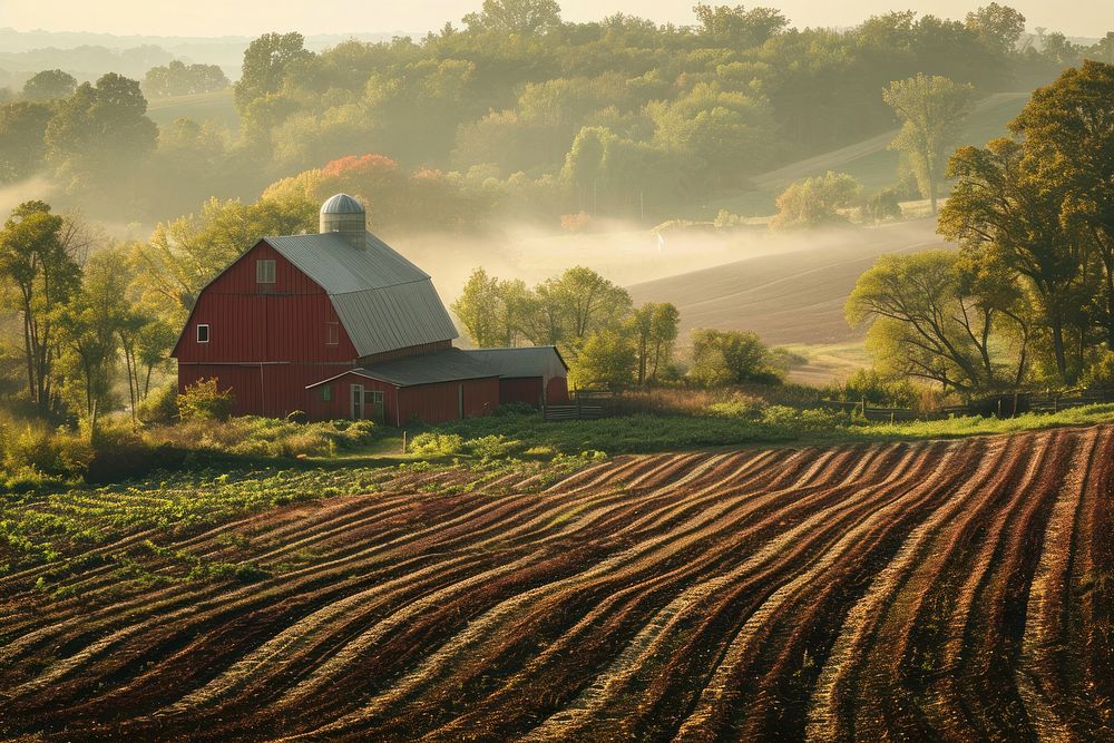 Farm in America architecture agriculture outdoors.