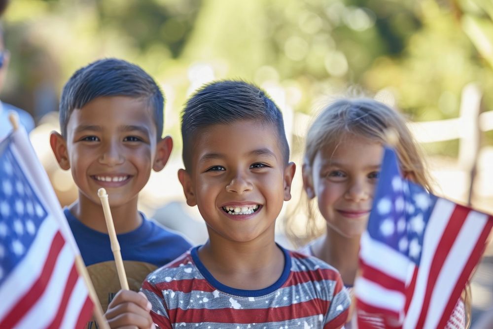 Joyful children America flags independence | Premium Photo - rawpixel