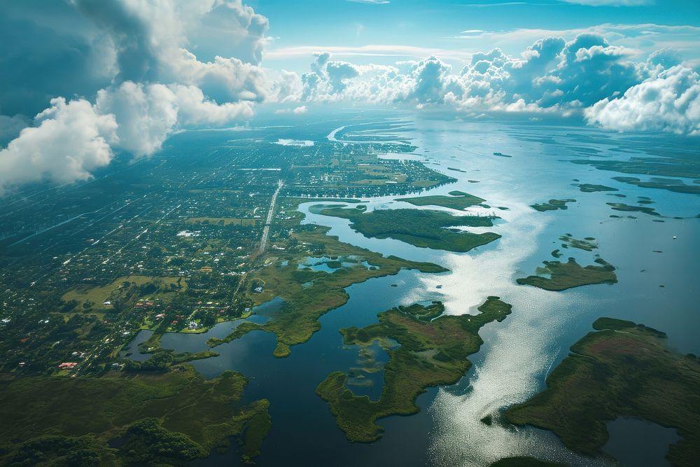 Aerial view of Florida in America outdoors nature coast.