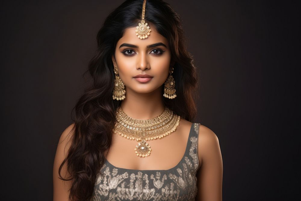 Indian girl jewelry necklace portrait. AI generated Image by rawpixel.