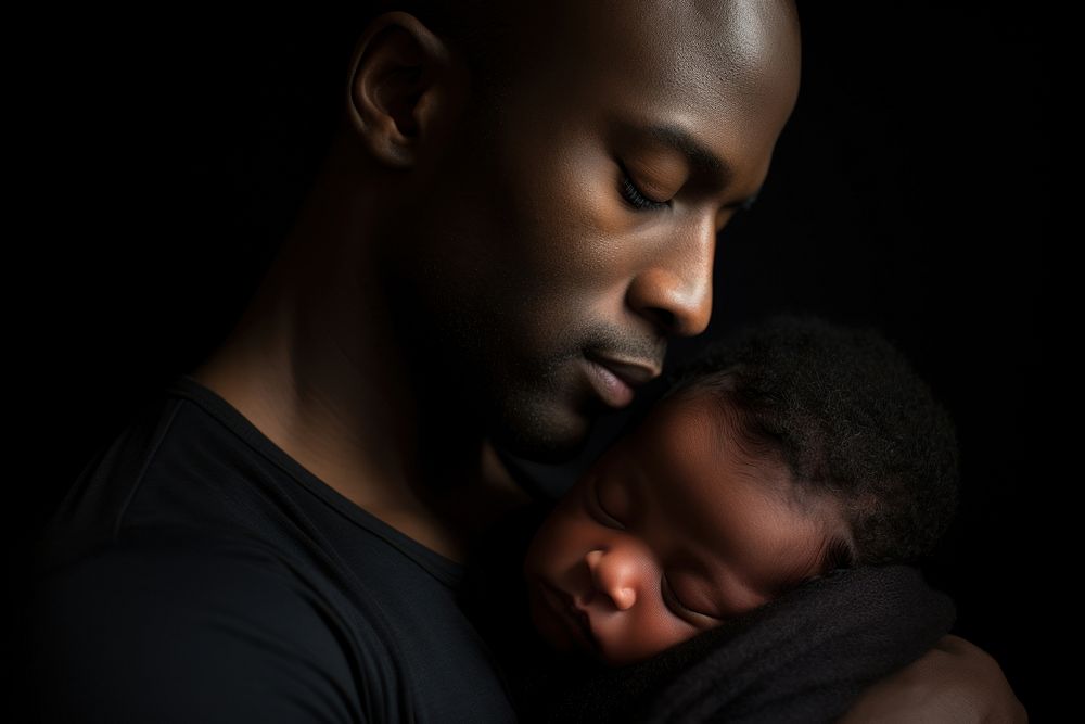 Father newborn baby portrait.