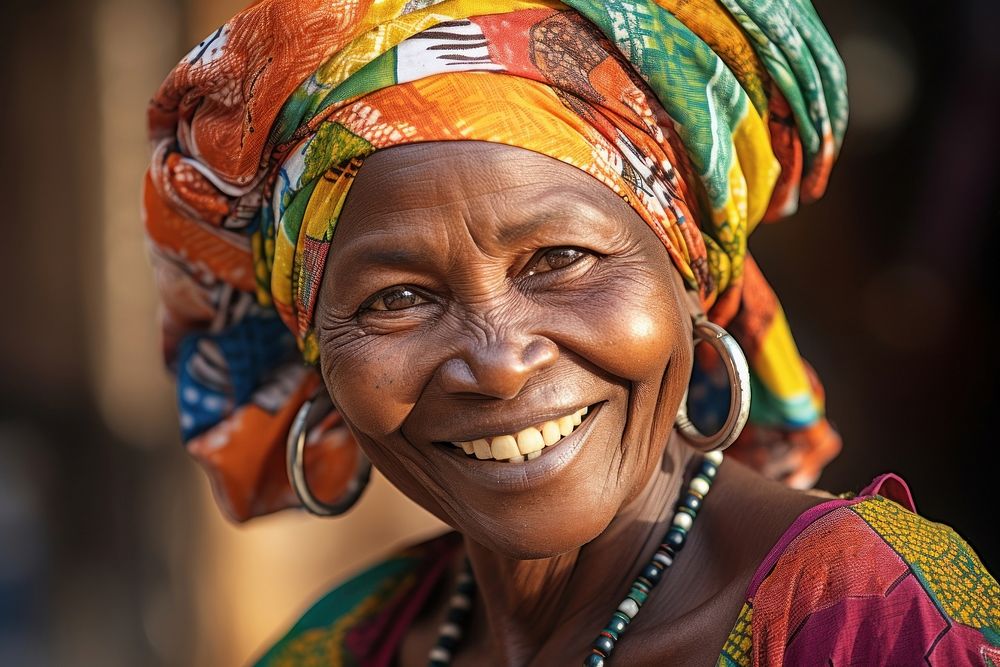 African mature woman cheerful adult tribe.