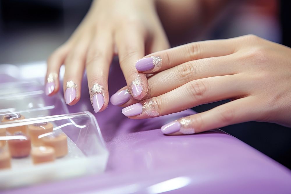 Client hand gets a manicure nail cosmetics fingernail. AI generated Image by rawpixel.