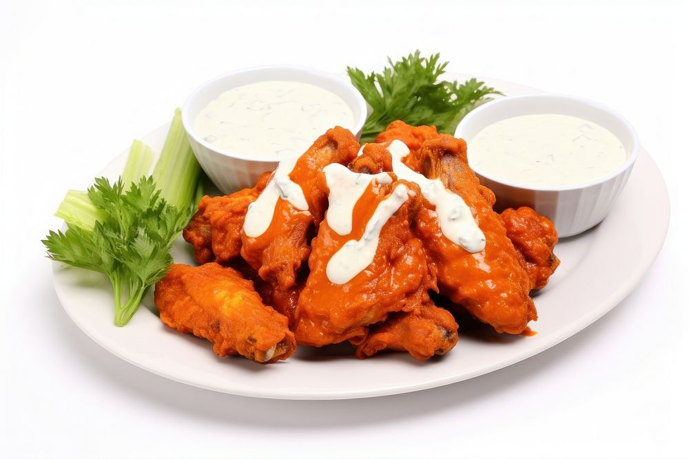 Crispy chicken wings sauce plate food.