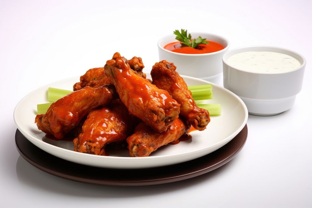 Crispy chicken wings sauce food meal.