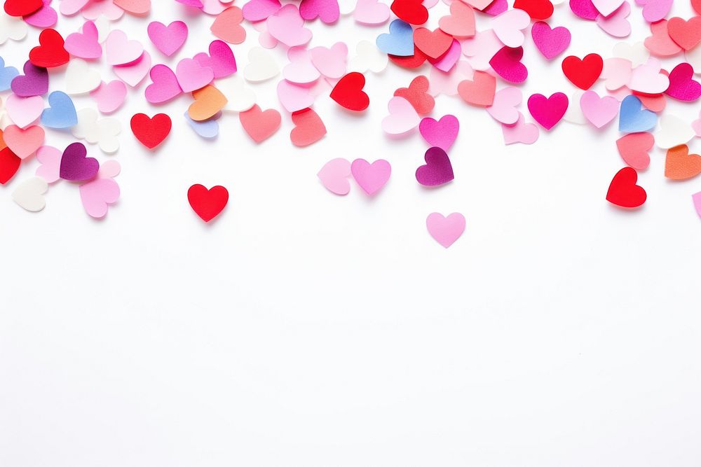 Heart confetti backgrounds petal white background.