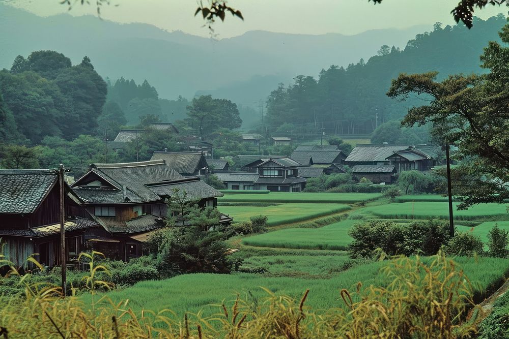 The 1970s of Japan countryside landscape outdoors village.