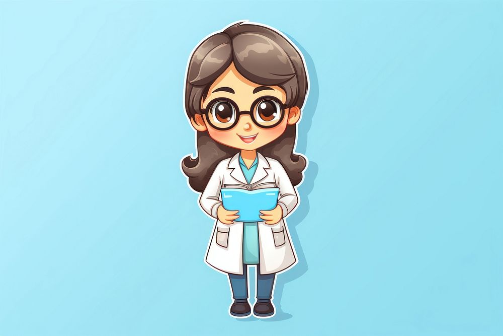Pharmacist cartoon character biochemistry stethoscope publication.
