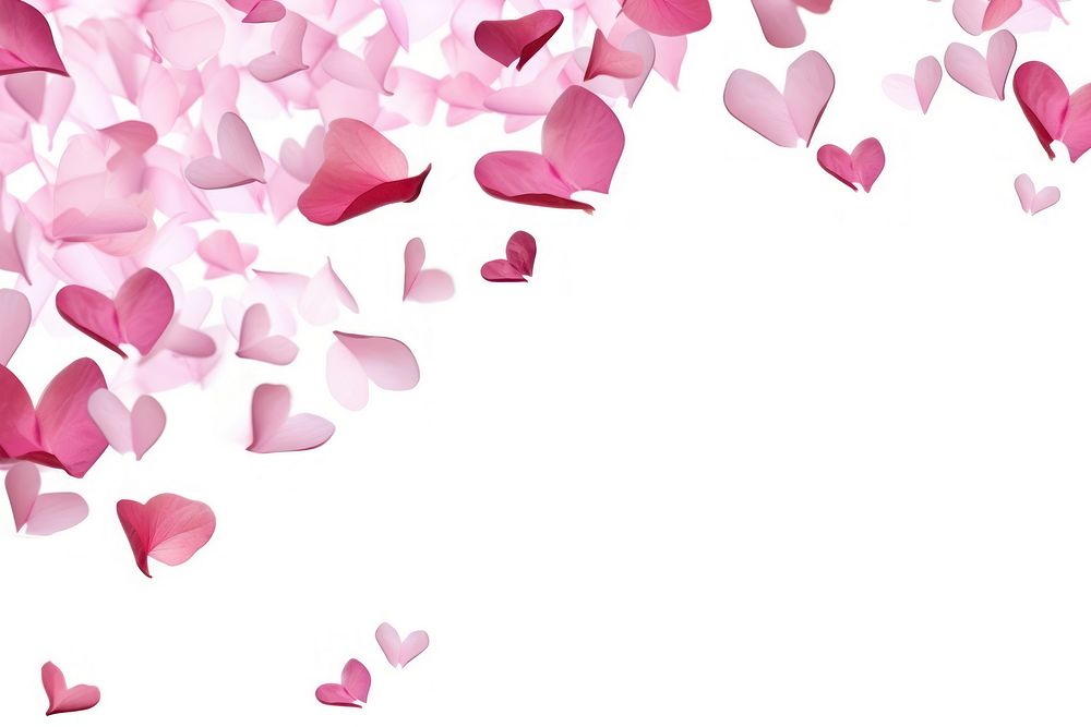 Pink hearts petals falling backgrounds white background freshness. AI generated Image by rawpixel.