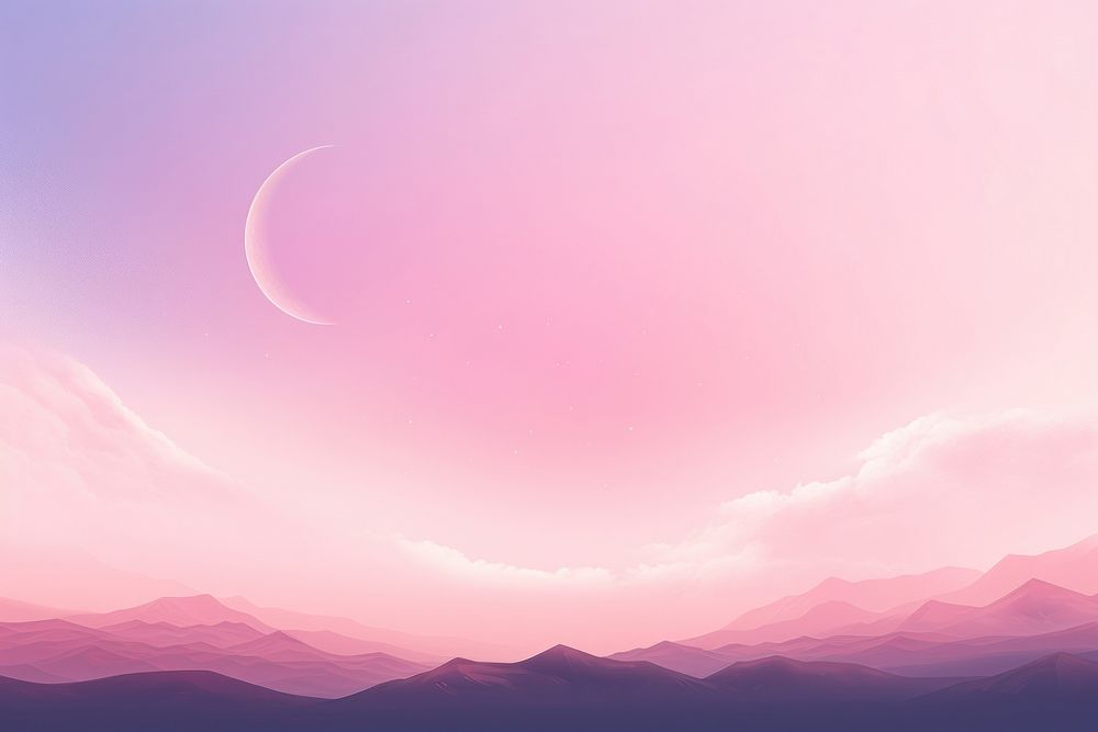 Pink sky background with crescent moon astronomy outdoors nature.