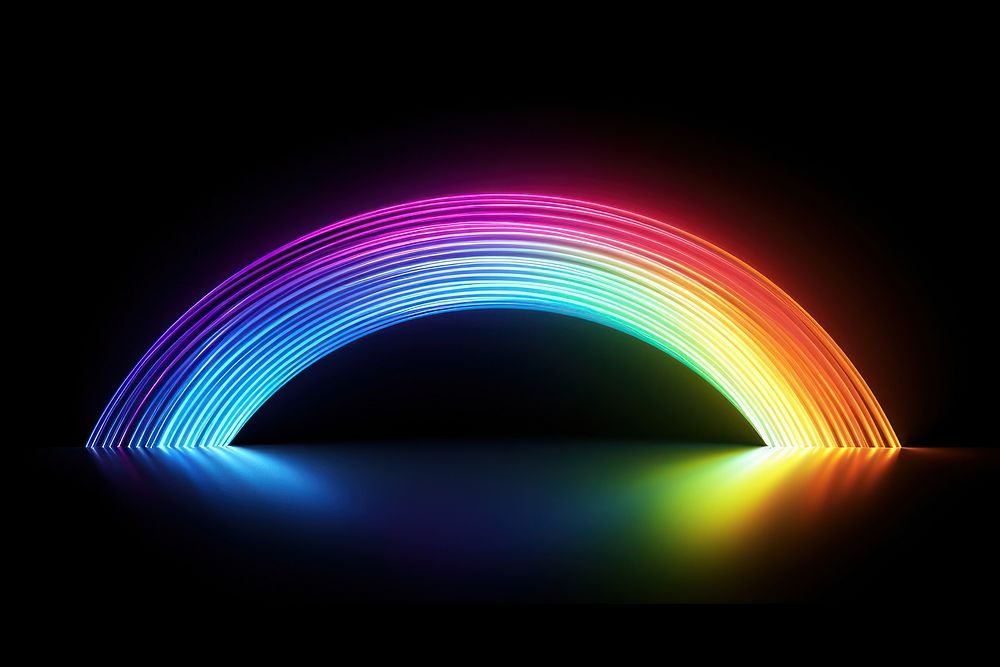 Rainbow light neon black background.