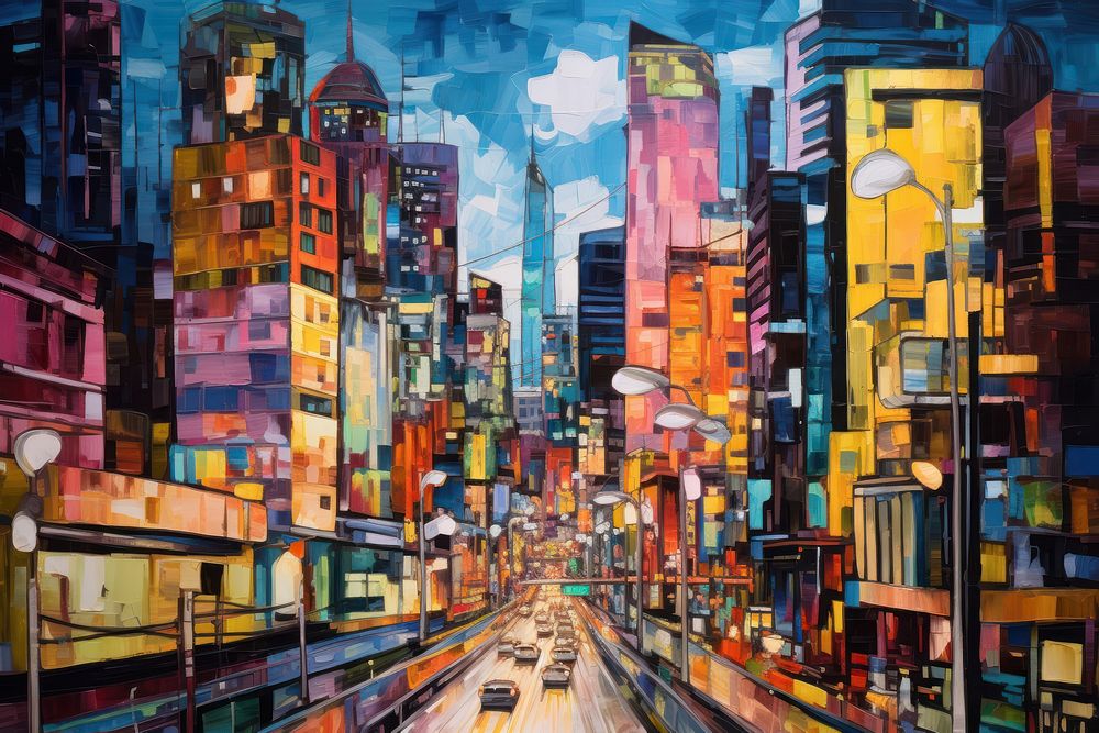 PNG Bangkok cityscape painting architecture metropolis. 