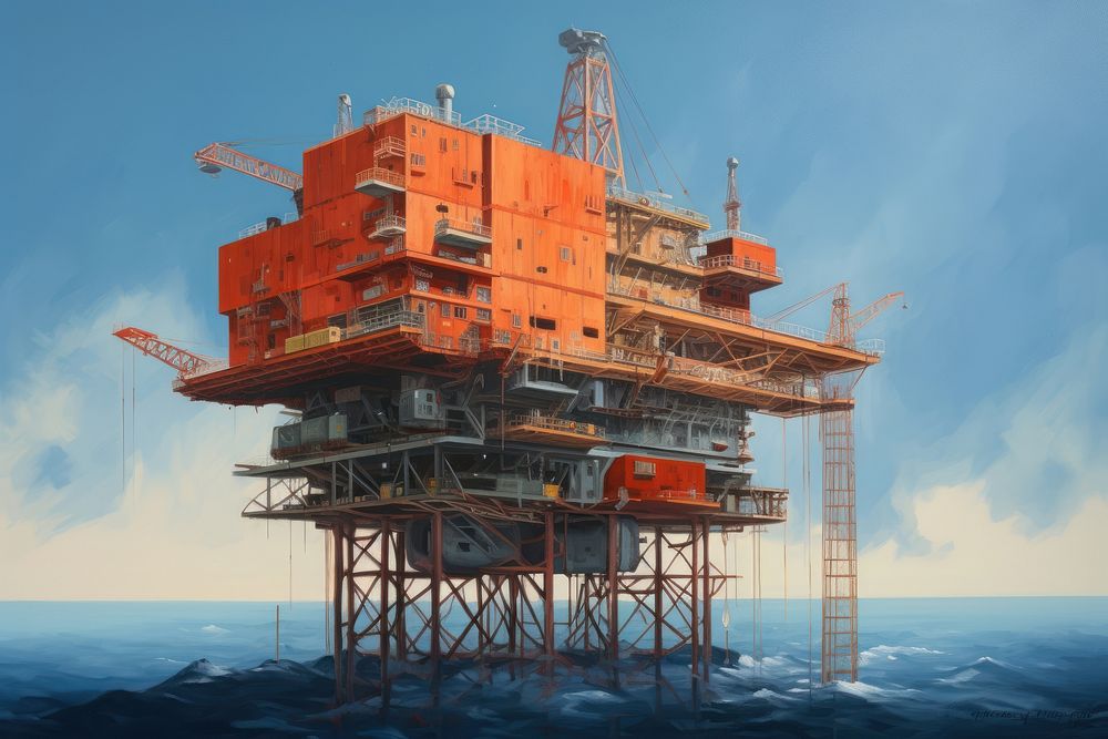 PNG Minimal oil platform in ocean outdoors architecture technology. AI generated Image by rawpixel.