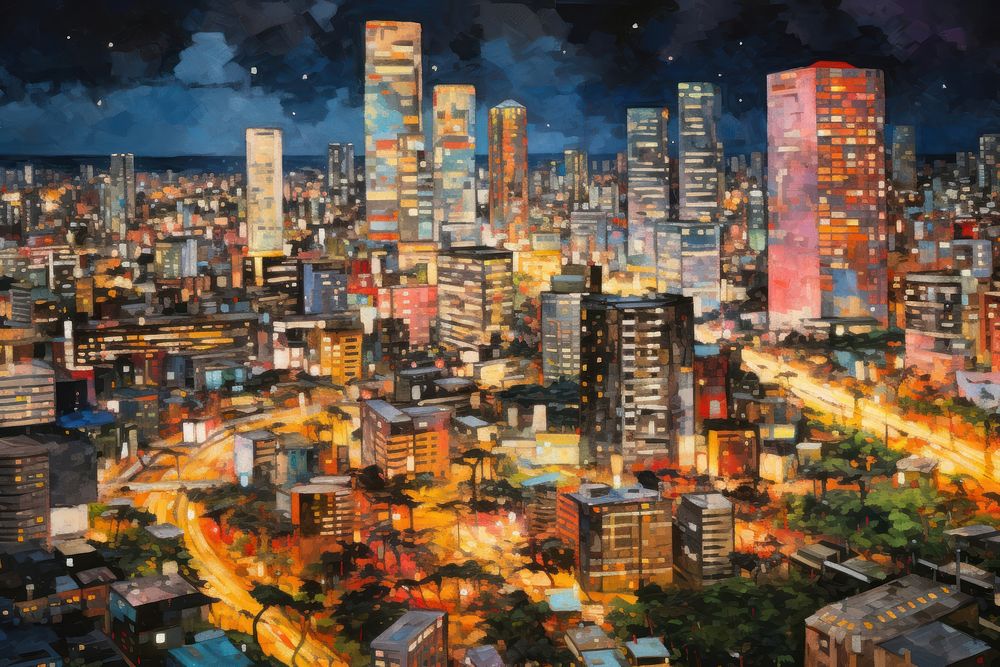 PNG Tokyo cityscape architecture metropolis downtown. AI generated Image by rawpixel.