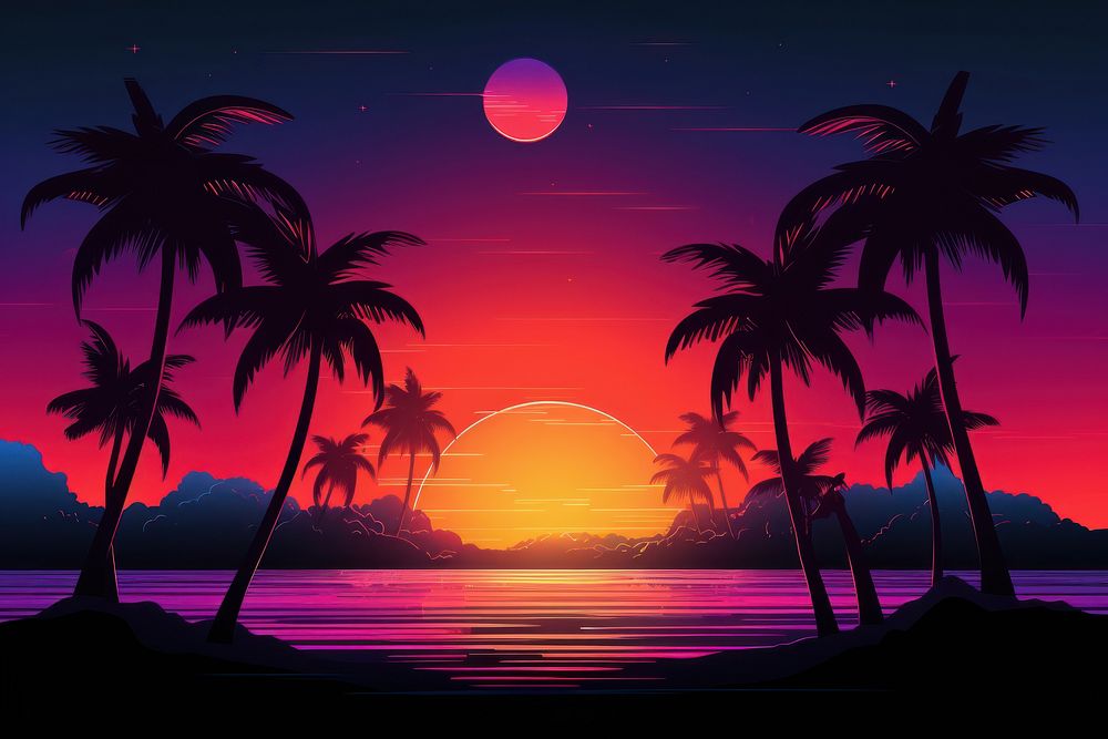 Summer neon background outdoors sunset nature. AI generated Image by rawpixel.