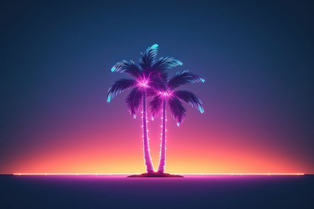 Summer neon background nature plant tree. AI generated Image by rawpixel.