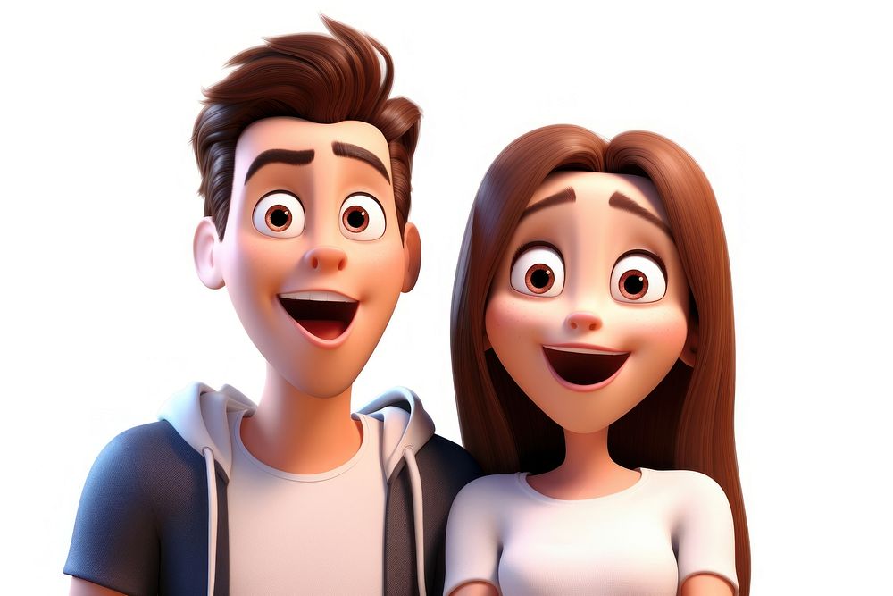 PNG Couple boyfriend girlfriend happy cartoon adult face. AI generated Image by rawpixel.