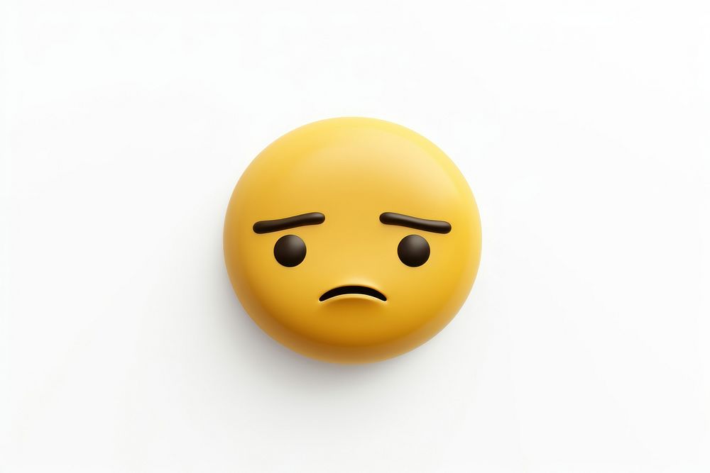  Sad emoji icon white background anthropomorphic representation. 