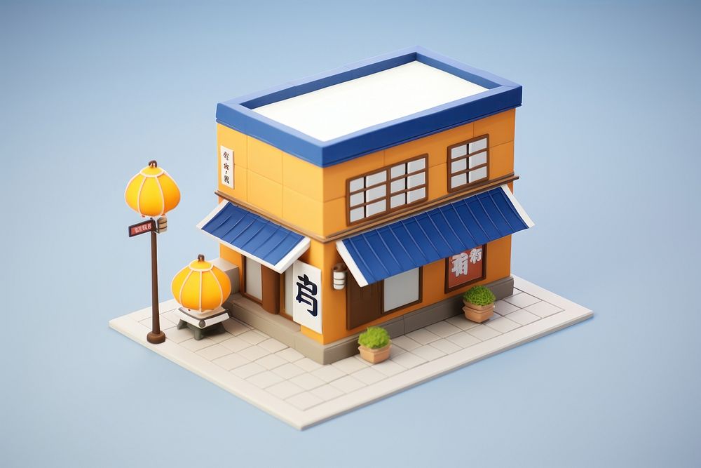 Small business japanese style city architecture dollhouse.