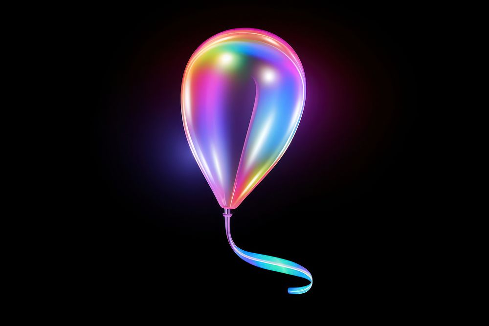 3D render of a neon balloon icon night illuminated lightweight.