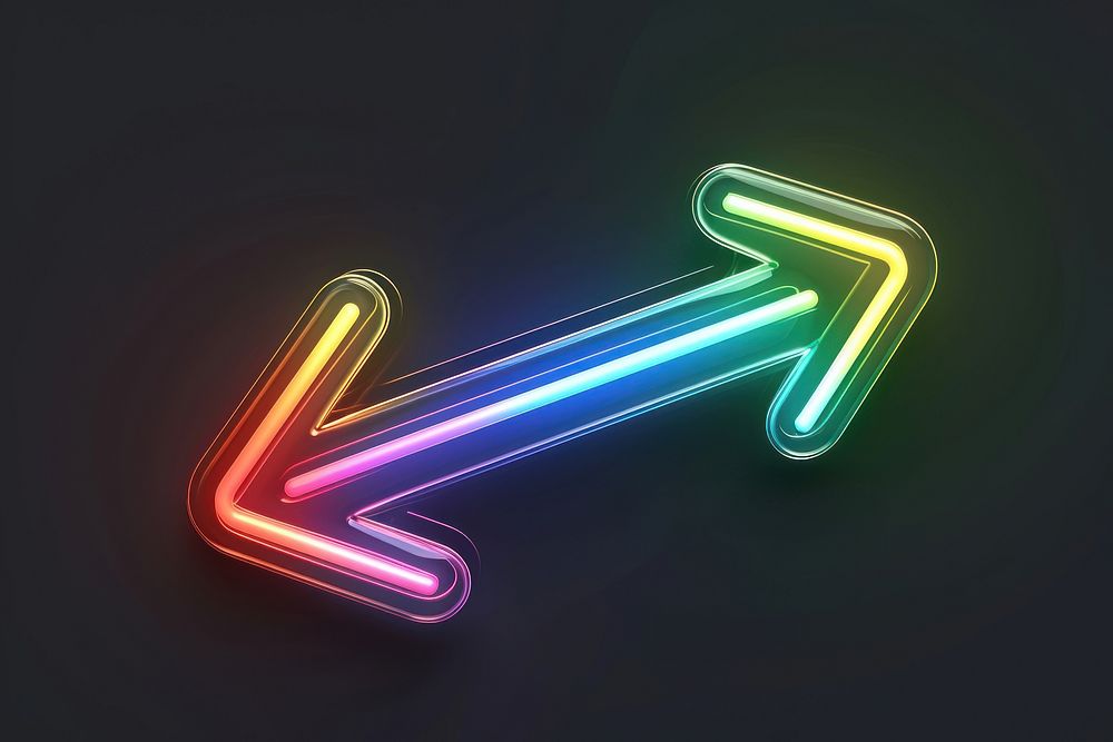 3D render of neon arrow icon light illuminated creativity.
