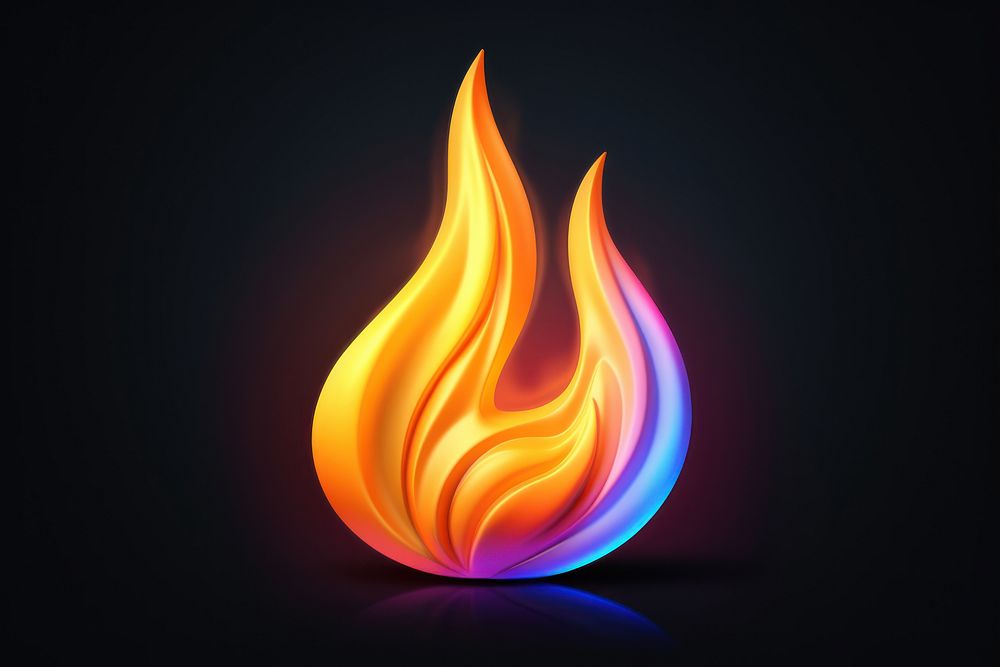 3D render of neon fire icon light illuminated creativity.