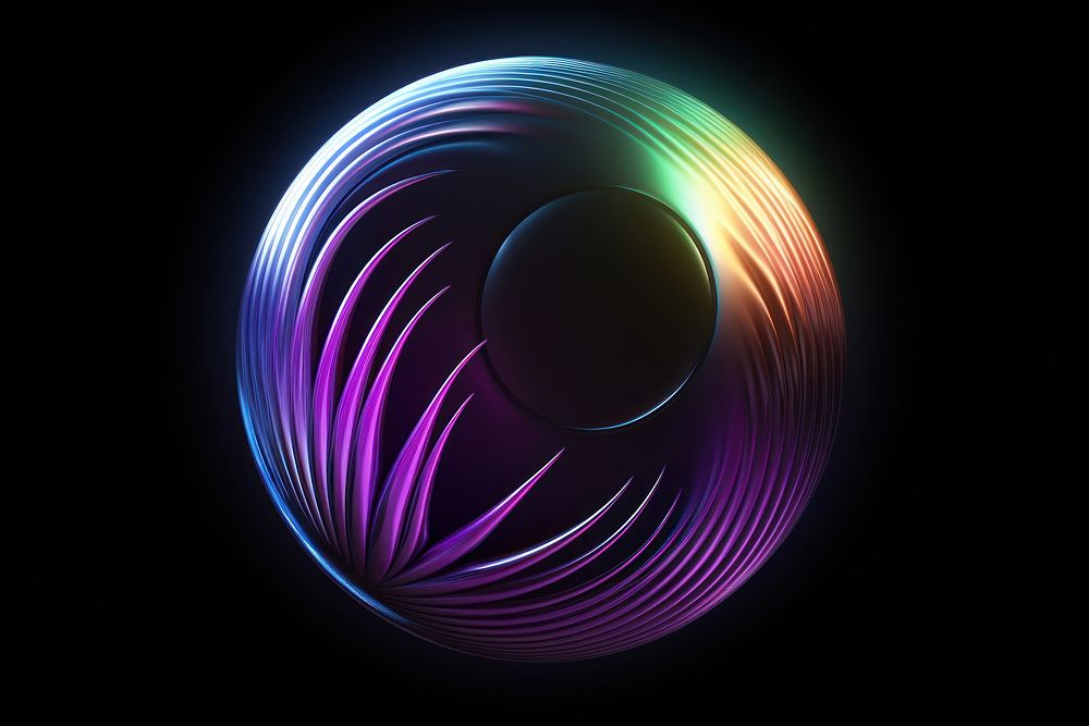 3D render of neon moon icon pattern rainbow purple.