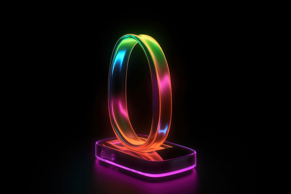 3D render of neon phone icon illuminated celebration accessories.