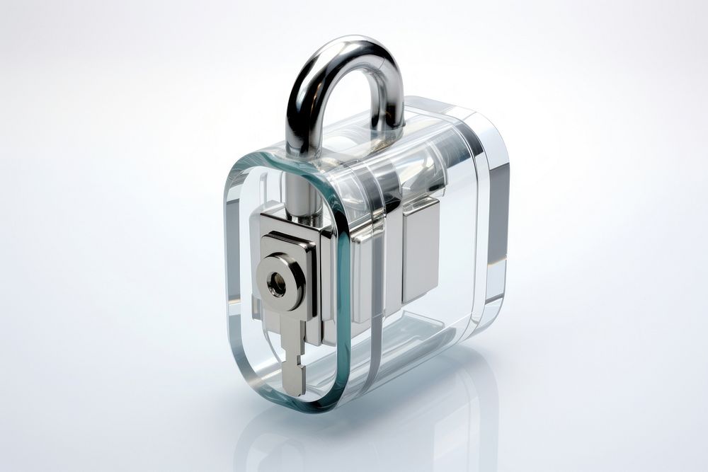 Transparent glass lock white background protection technology.